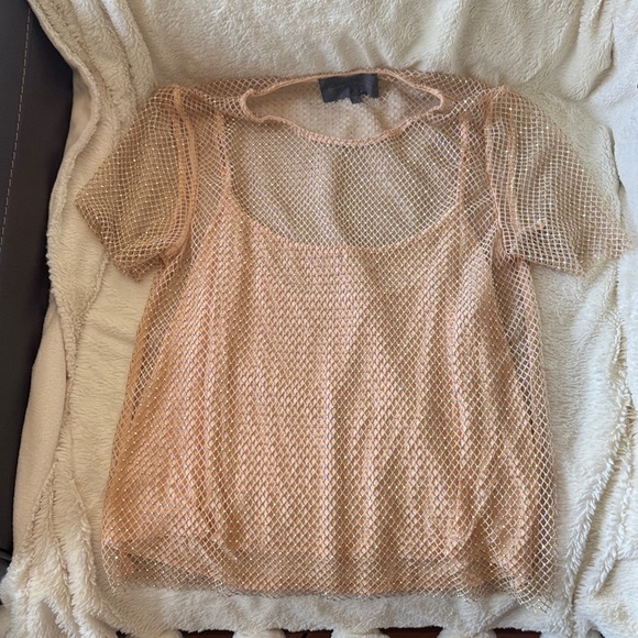 Mesh Beaded Short Sleeve Top - Picture 6 of 7